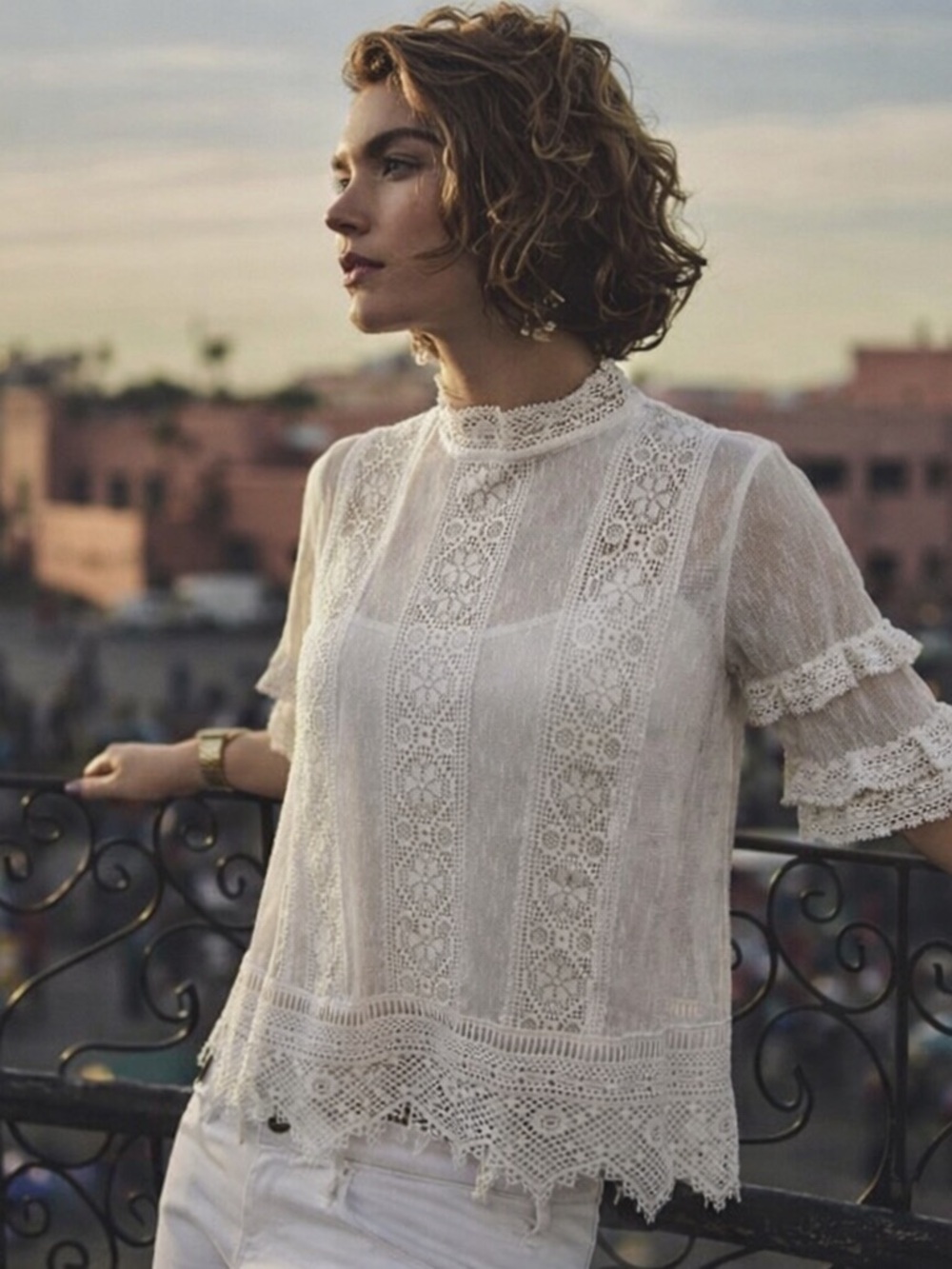 ANTHROPOLOGIE: White Lace Blouse